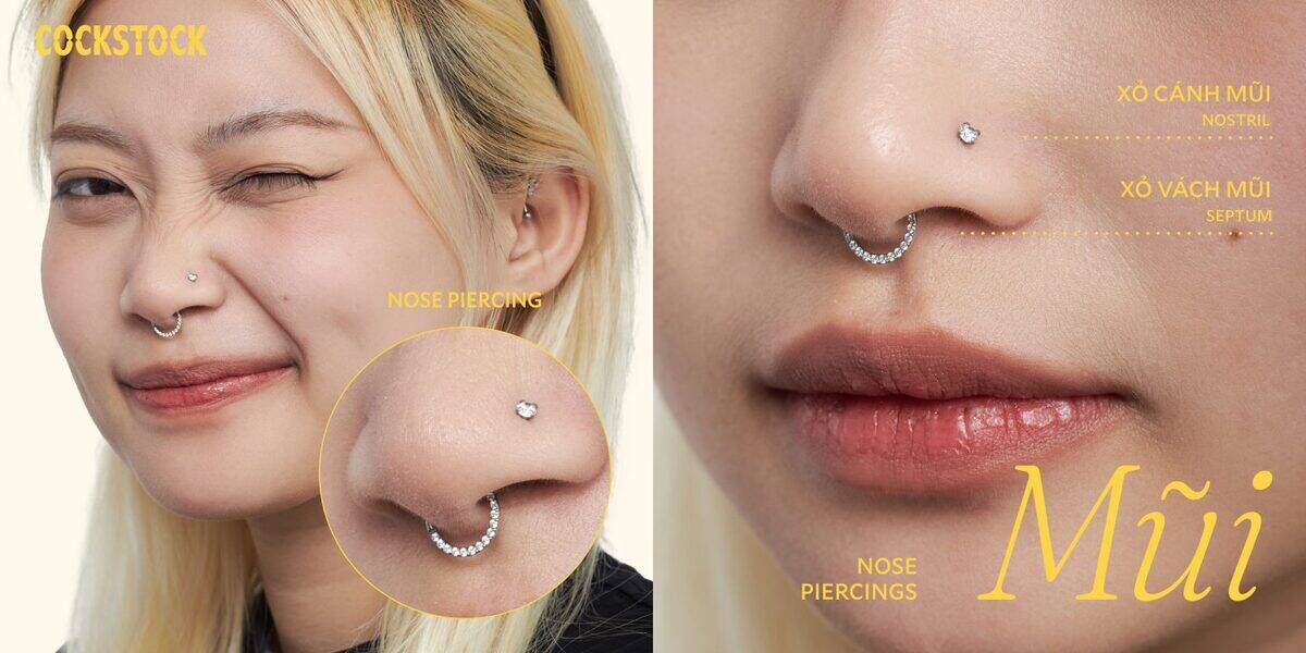 Nostril jewelry — khuyên thẳng L cong, khuyên vòng