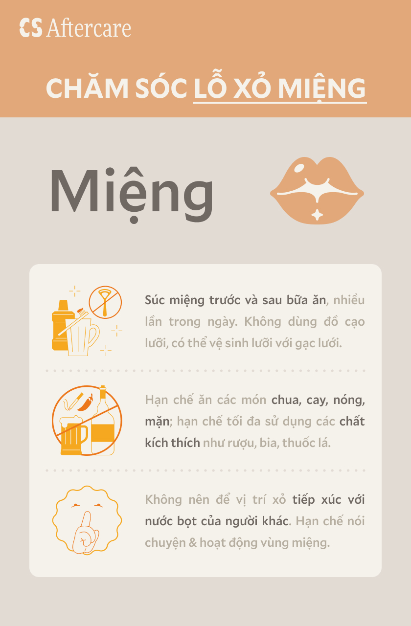 Chăm sóc lỗ xỏ miệng