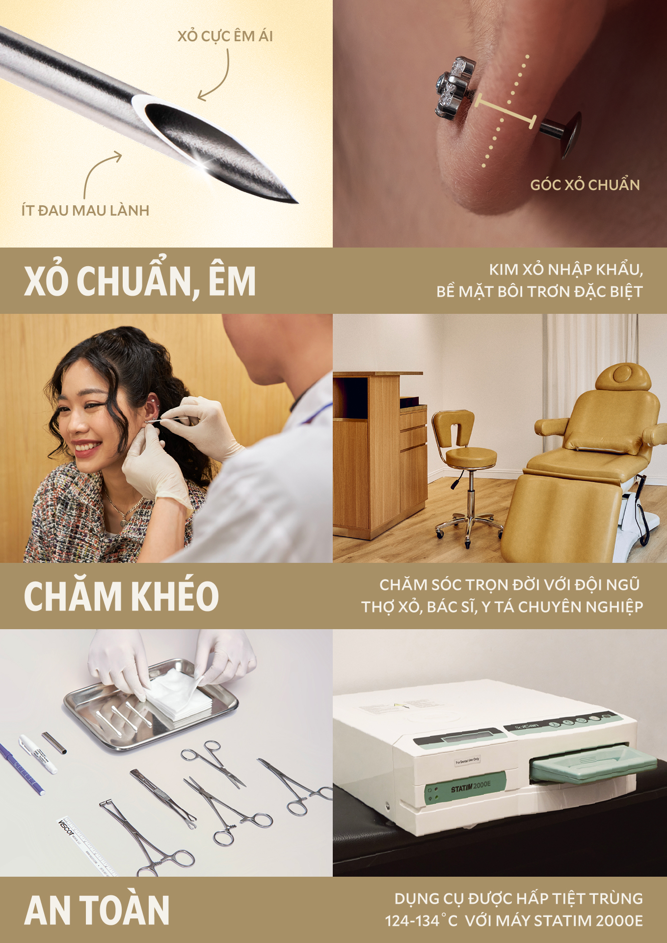 Benefit dịch vụ xỏ — Xỏ Chuẩn Êm, Chăm Khéo, An Toàn