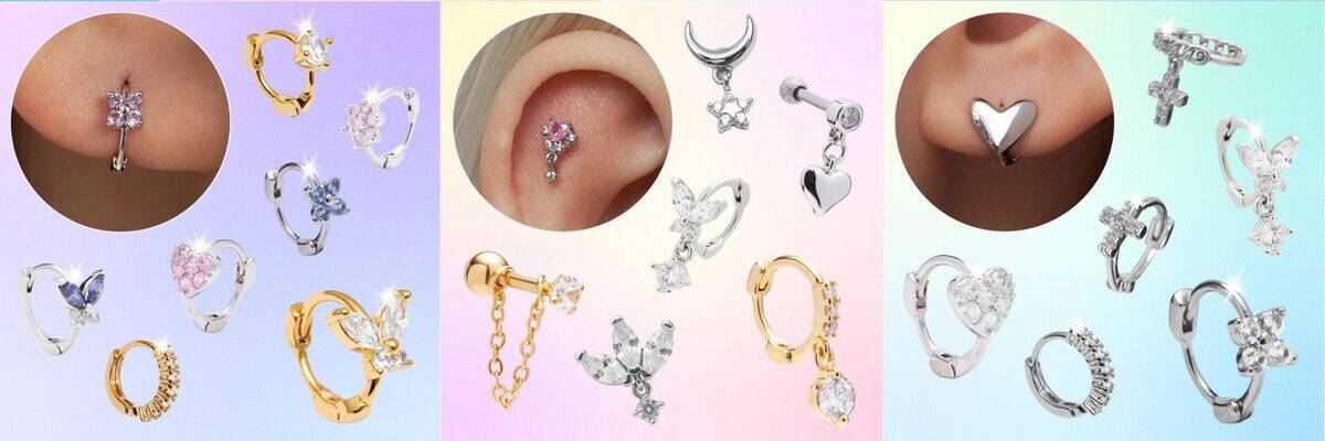 Fashion alloy jewelry — pastel gradient flatlay with on-ear circles